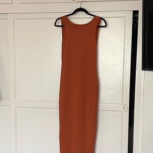 New, Never Worn - Micas Sleeveless Bodycon Long Dress in Burnt Orange.